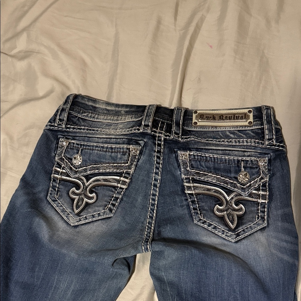 Rock Revival Women's Distressed Blue Boot Cut Jeans